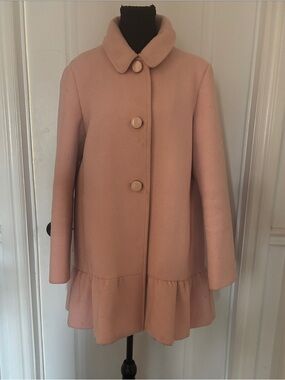 LIKE NEW! Kate Spade Peony “Blush” Pink Ruffle Hem Coat
